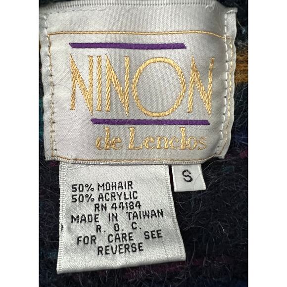 Vintage Ninon De Lenclos Fuzzy Mohair Cardigan Sweater Size S - Picture 5 of 6
